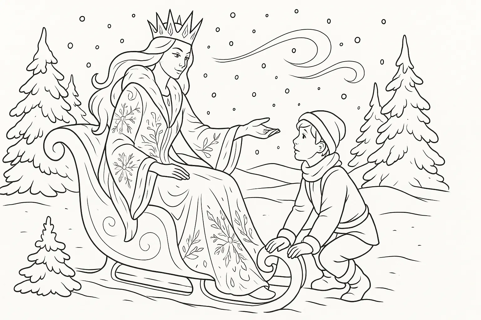 Snow Queen Coloring Page – Free Printable PDF