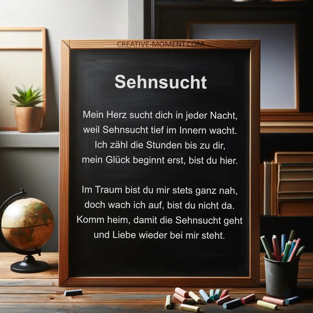 Sehnsucht – kurzes Gedicht über Liebe und Vermissen