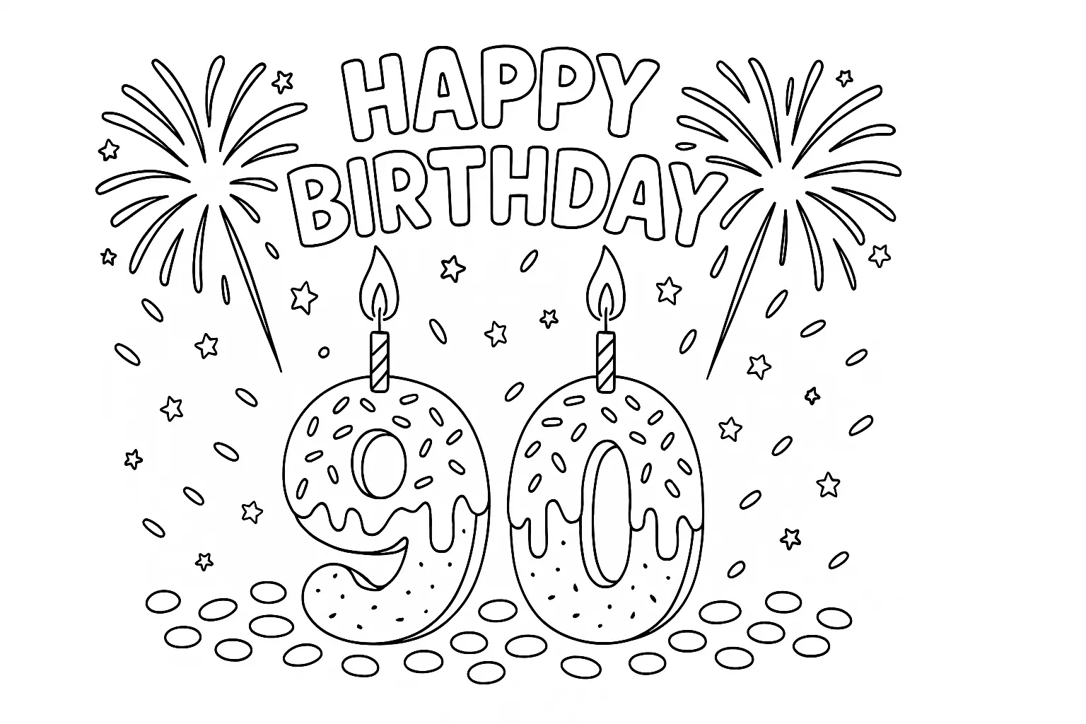 90th Birthday Coloring Page – Sweet Template for Kids