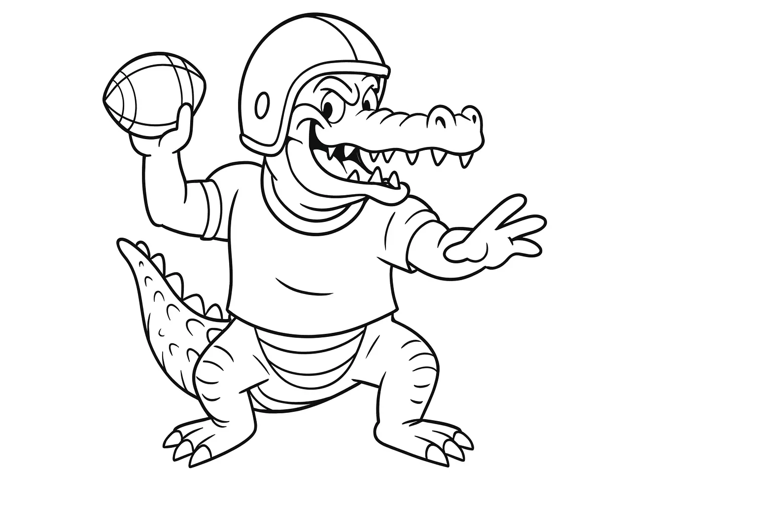 Alligator with Helmet & Football – Kids’ Coloring (PDF)