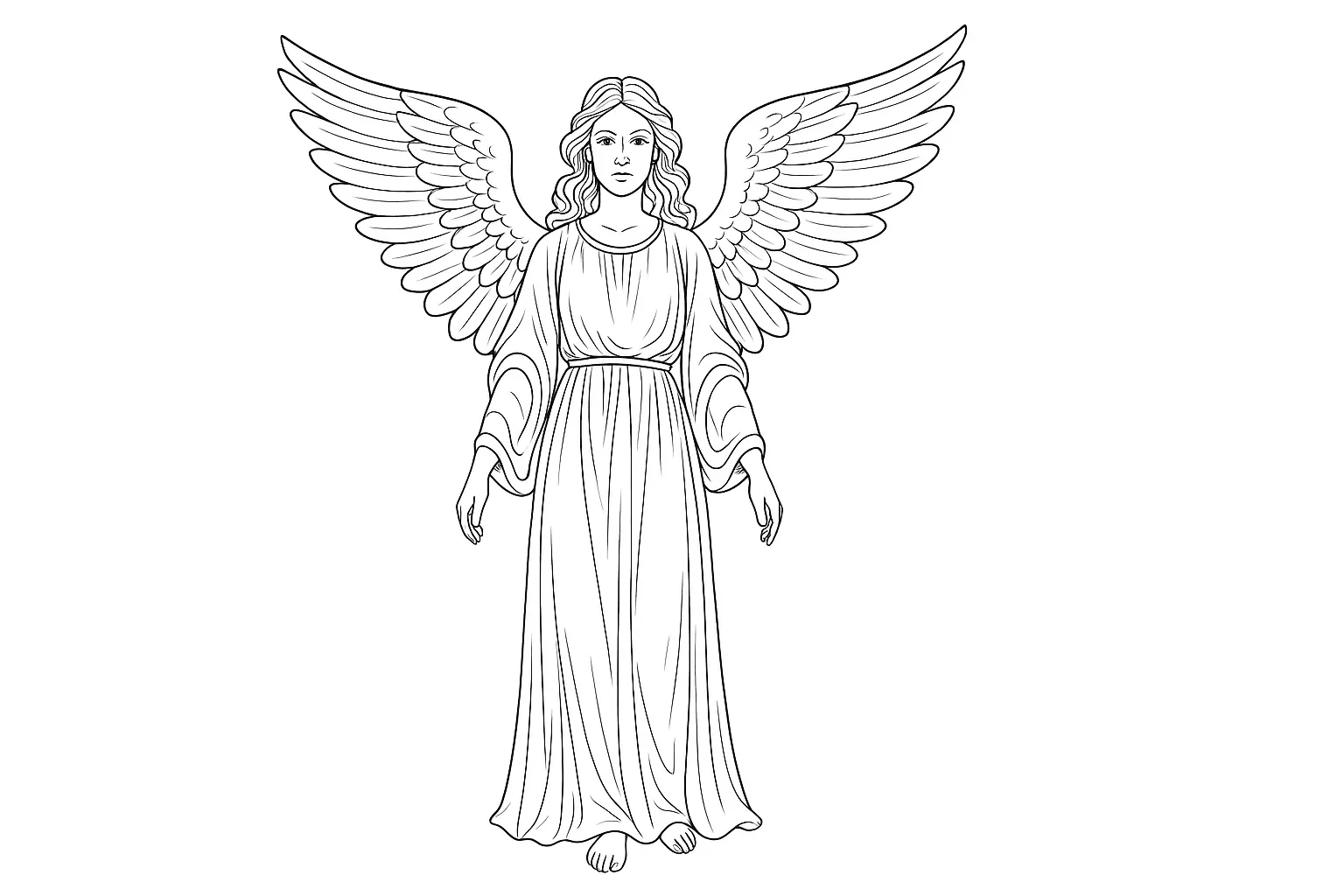 Angel with Wings – Spiritual Coloring Page to Print