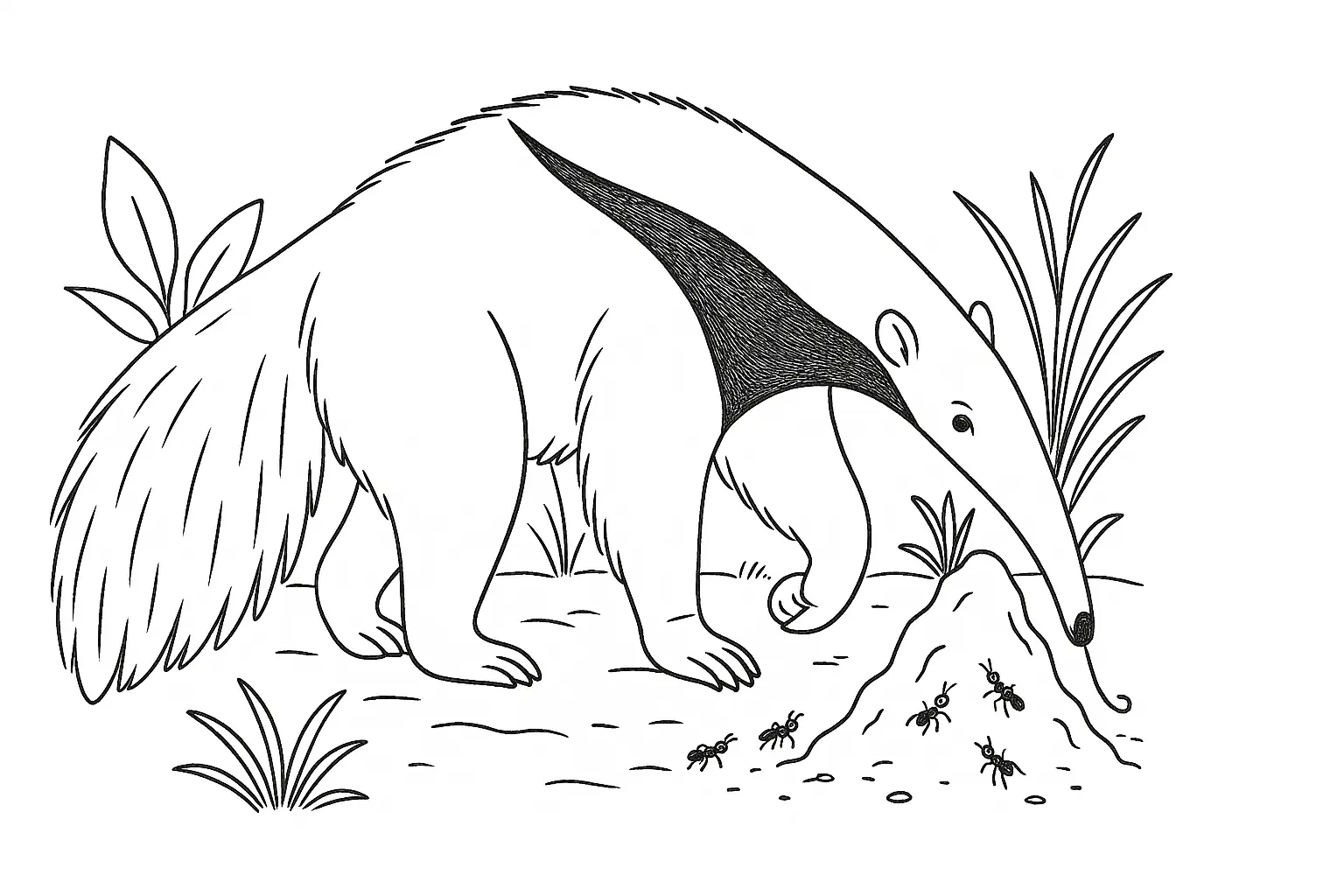 Anteater Coloring Page – Free Printable for Kids