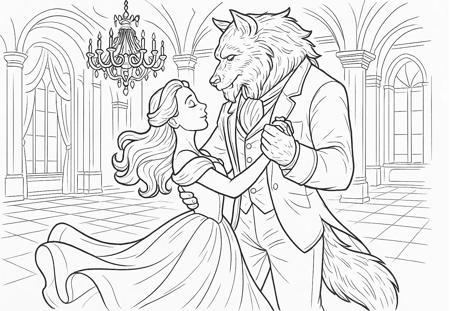 Ballroom Dance – “Beauty and the Beast” Coloring Page
