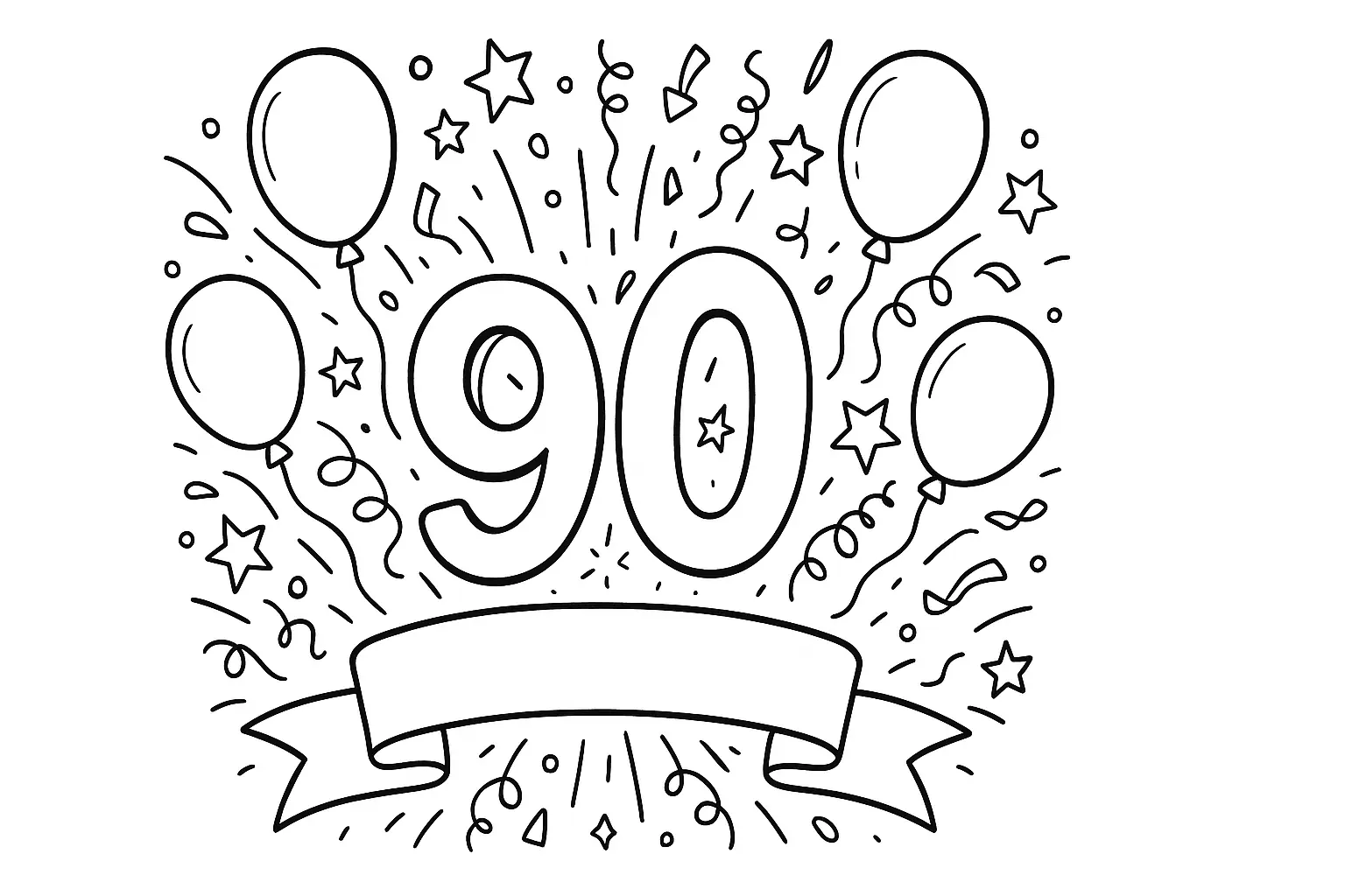 Big Number, Many Balloons – Anniversary Coloring PDF