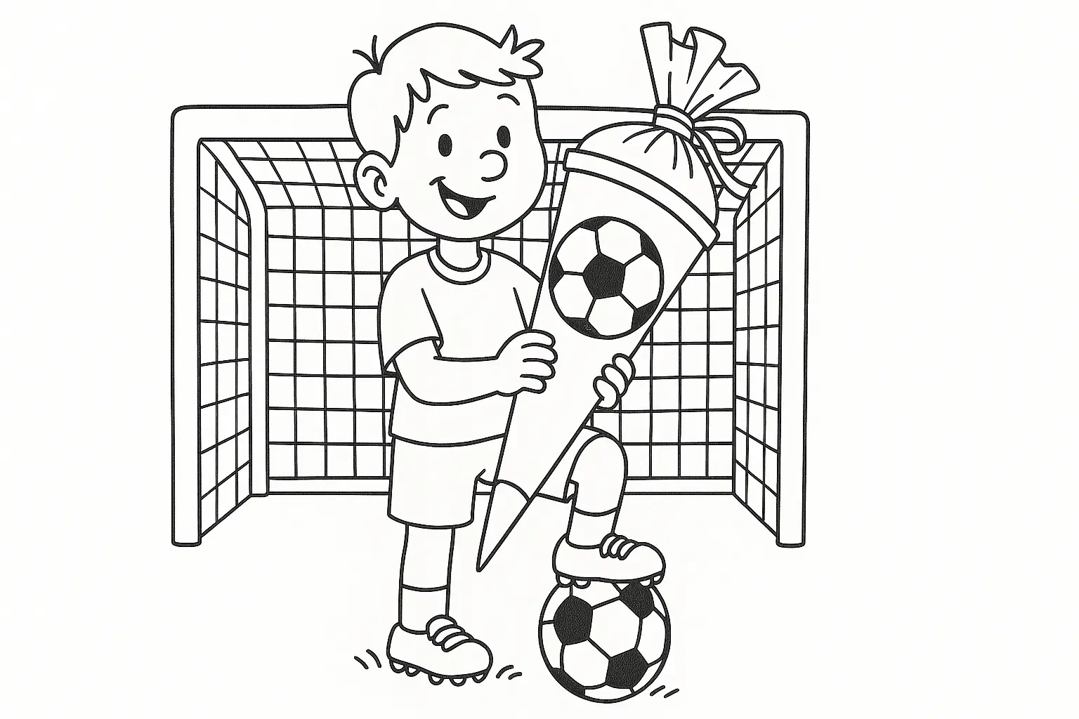 Boy with School Cone & Soccer Ball – Free PDF