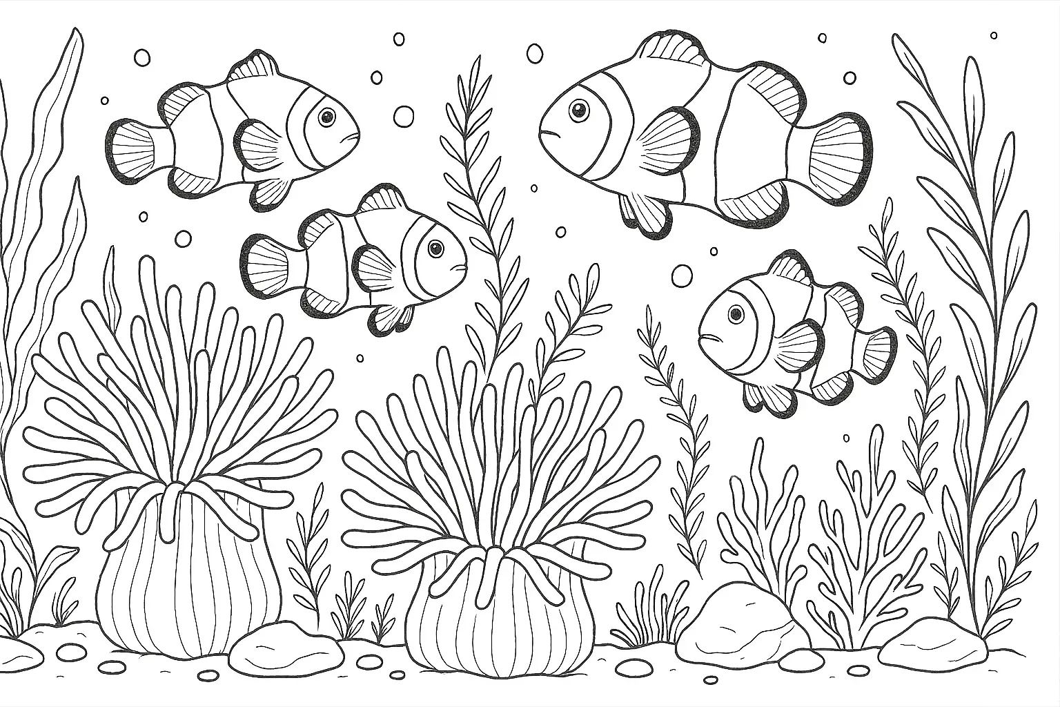 Clownfish in the Reef – Tropical Underwater Coloring (PDF)