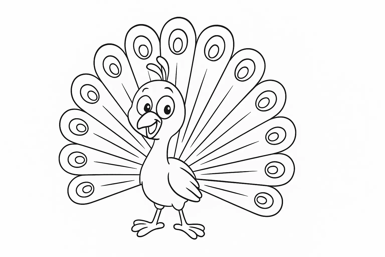 Coloring Page: Colorful Peacock — Free PDF