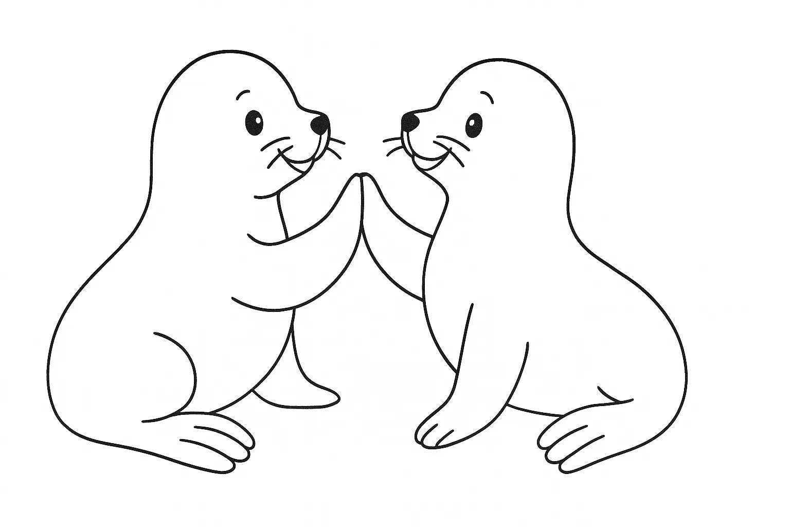 Coloring Page: Cute Seals — Free PDF Template to Download
