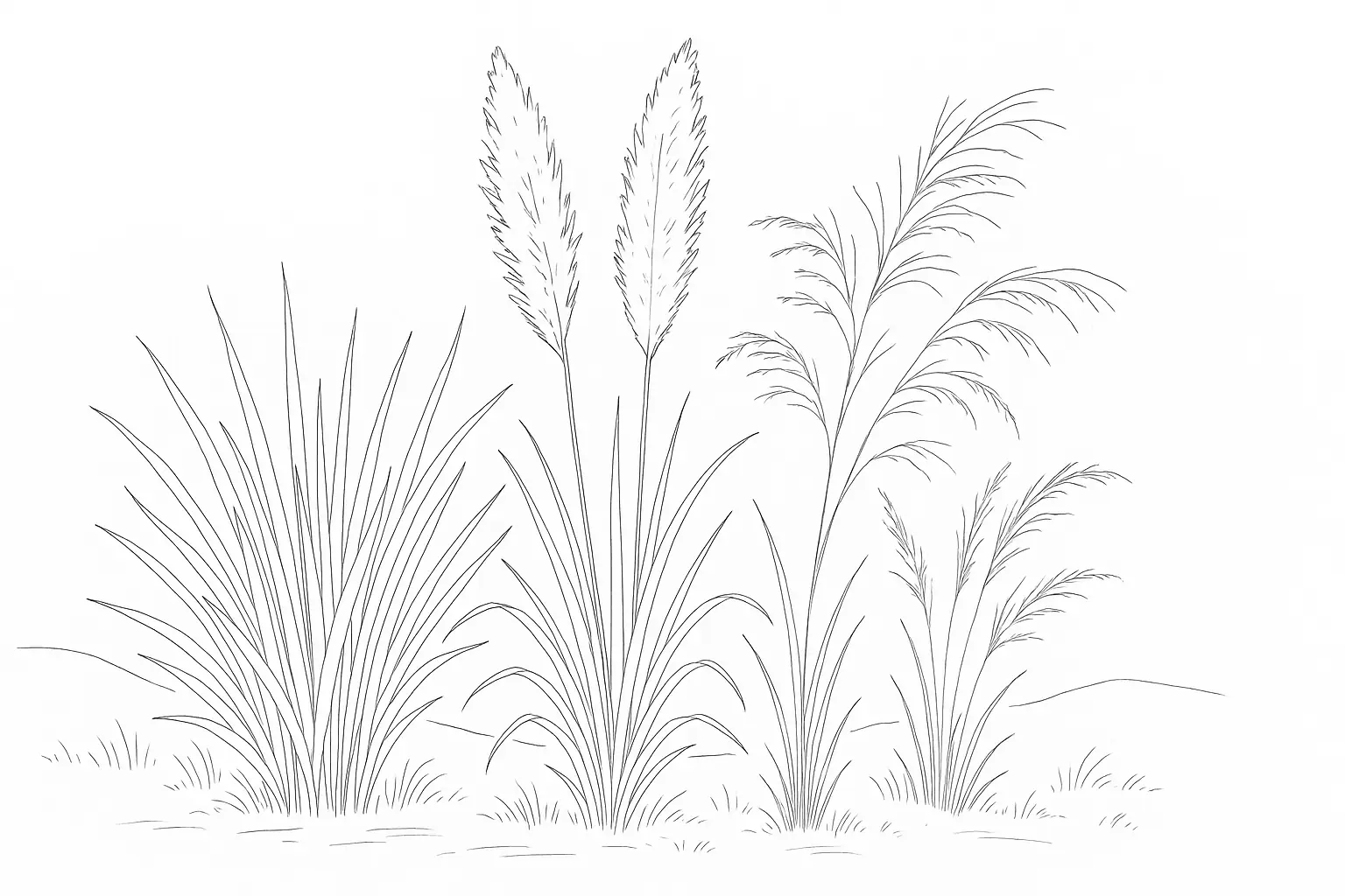Coloring Page: Ornamental Grasses — A Calm Botanical Motif