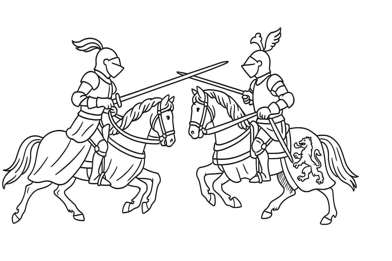 Creative Coloring Page: Knight Joust on Horseback (PDF)