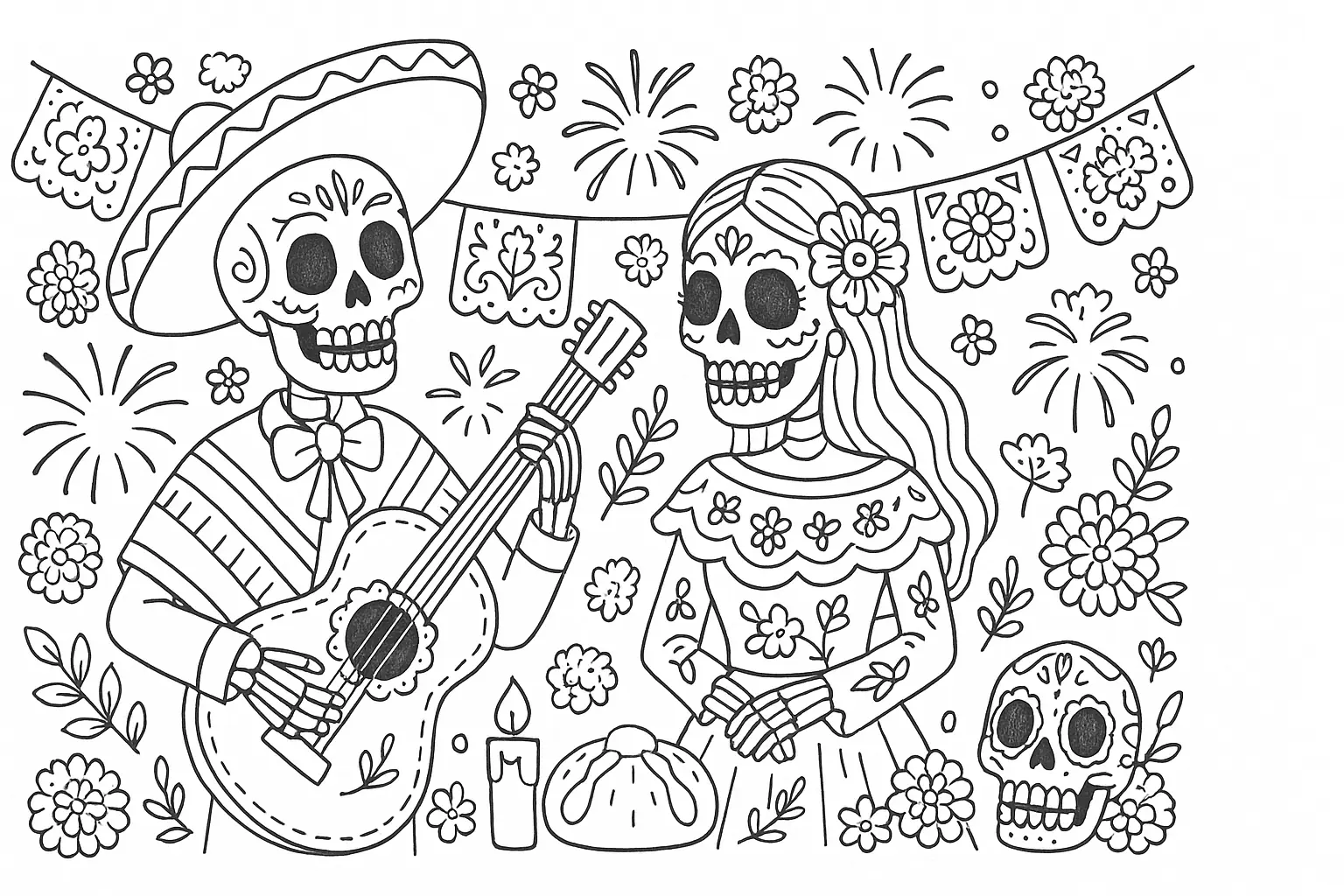 Cultural Day of the Dead Coloring Page – Free PDF
