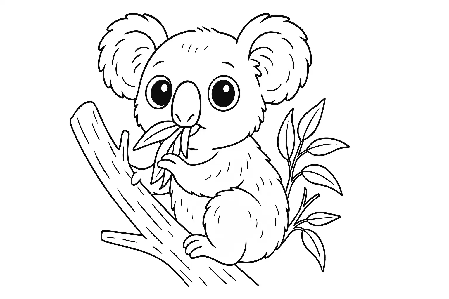 Cute Koala Coloring Page – Free Animal PDF