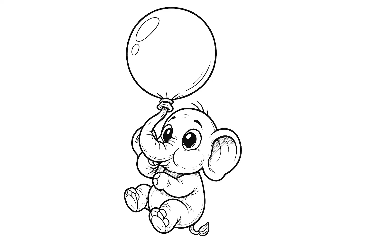 Elephant Coloring Page with Balloon – Perfect for Kids