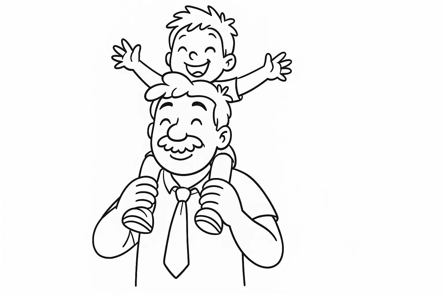 Family Coloring Page: Father with Child on Shoulders