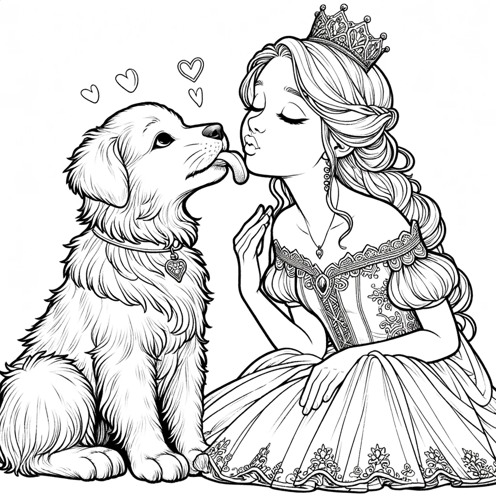 A heartfelt kiss from the dog to the princess