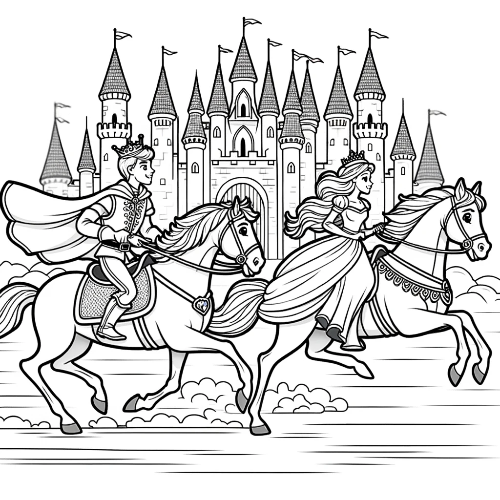 A Royal Race - Prince and Princess on Their Way to the Castle
