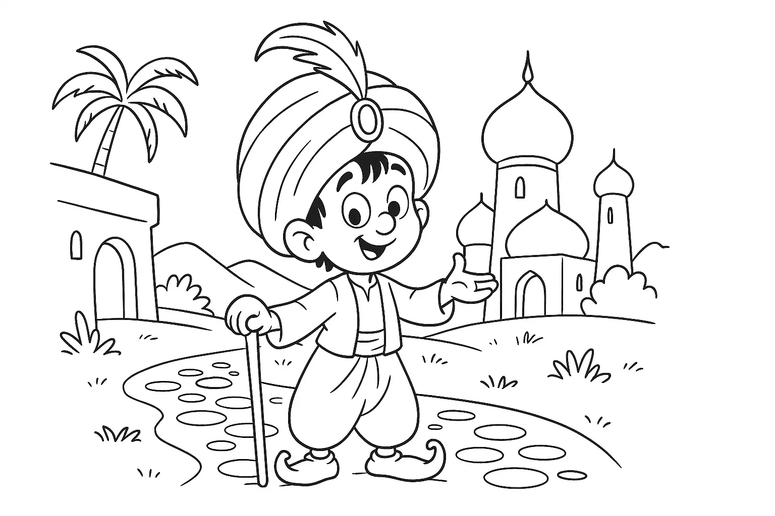 Ali Baba – Coloring Page from 1001 Nights