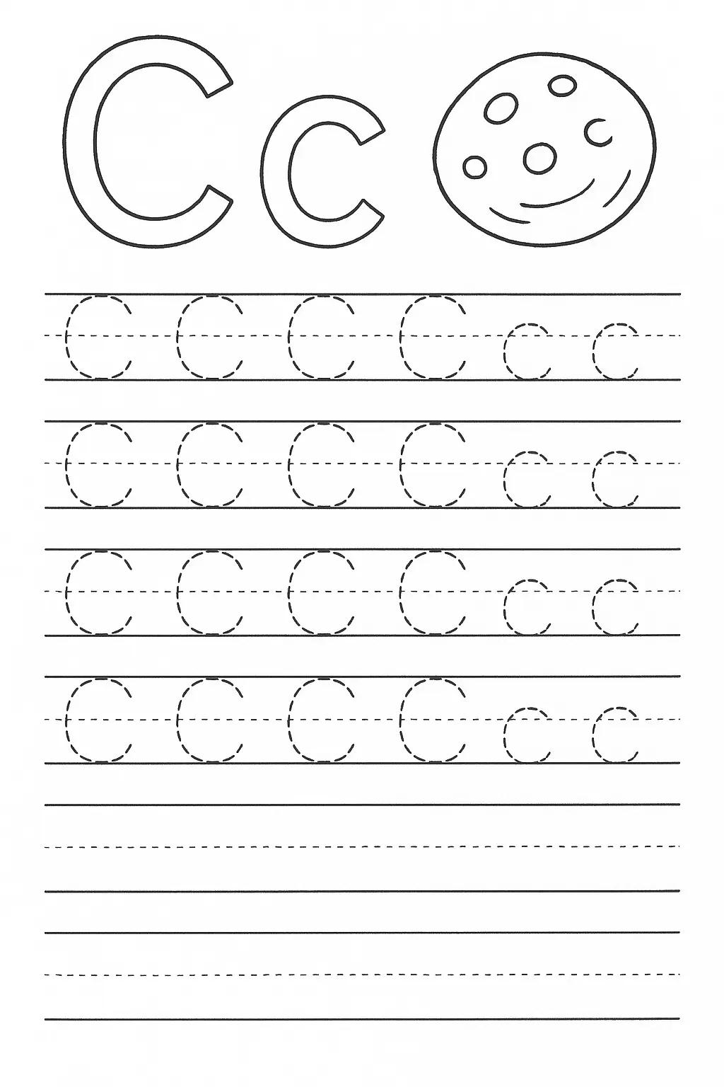 Alphabet Exercise for Kids – Letter C on Writing Lines