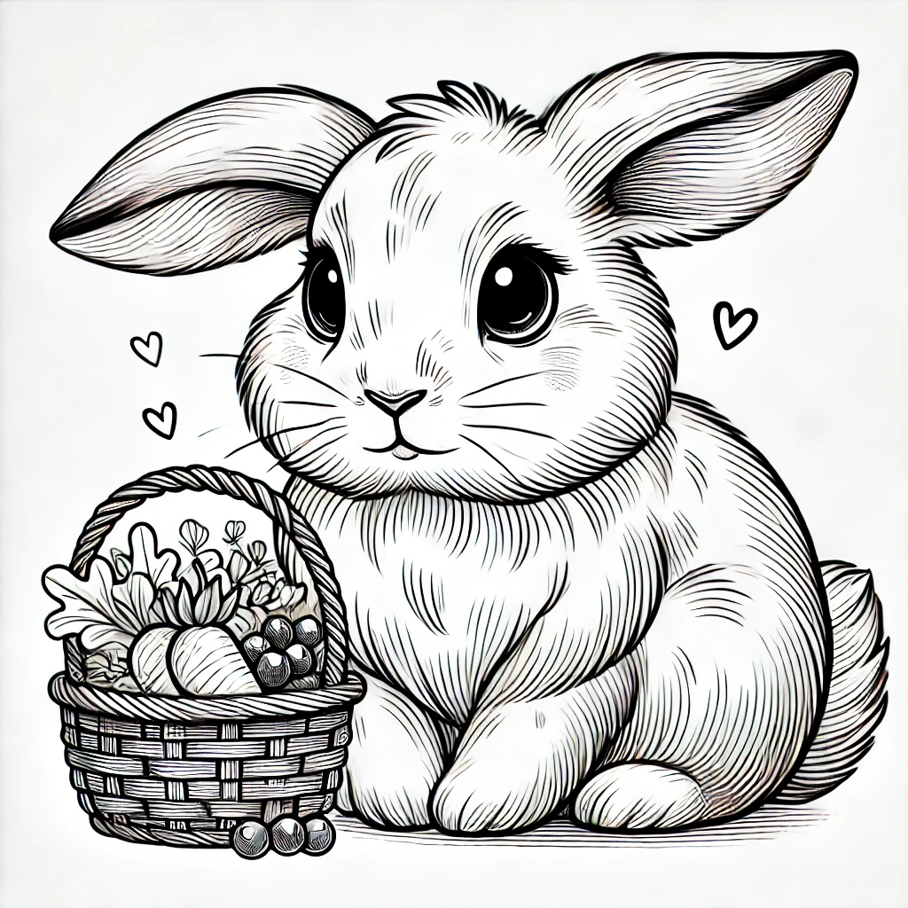 Animal motif with a cute rabbit for coloring