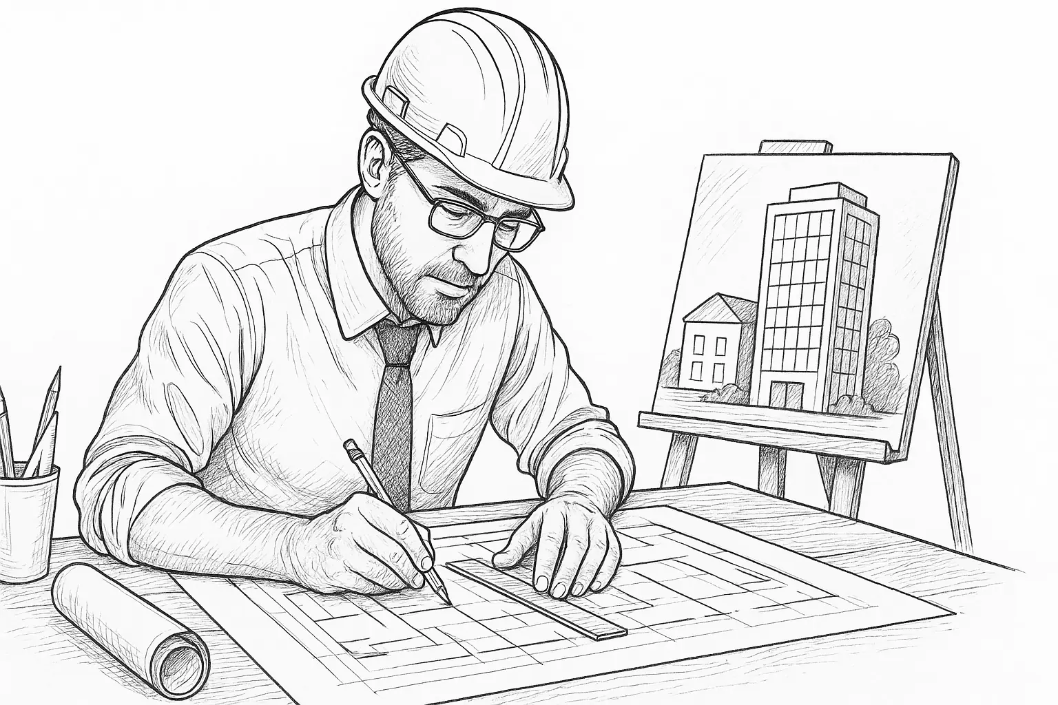 Architect Coloring Page Free – Detailed PDF Template