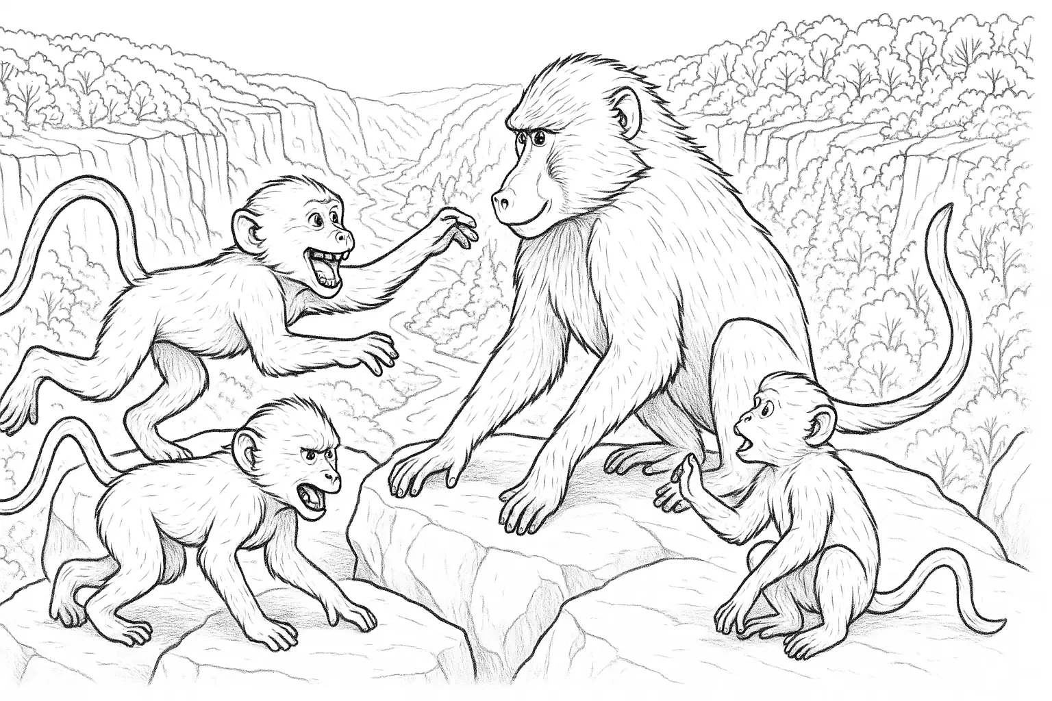 Baboon Family Coloring Page – Free Download