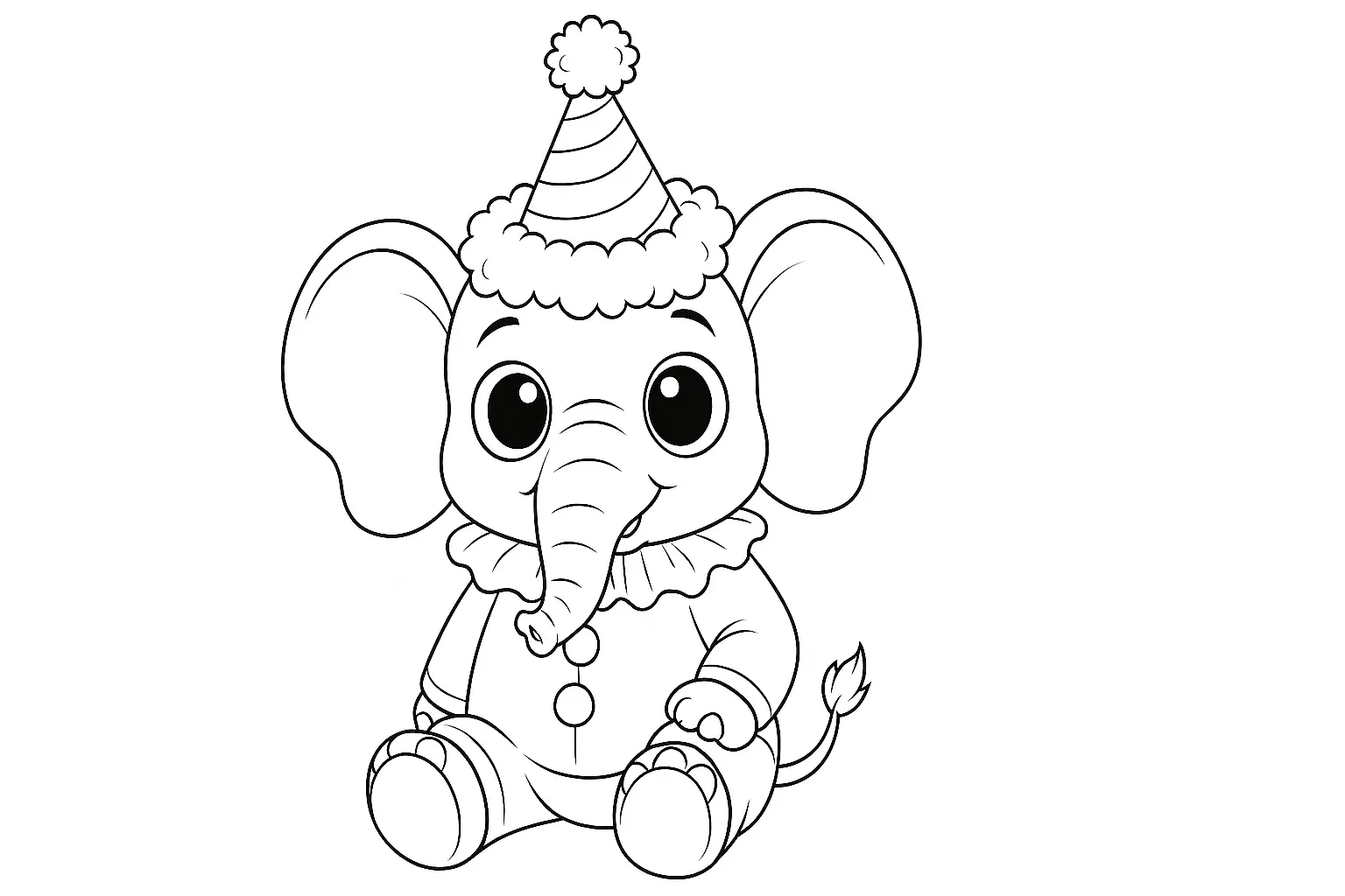 Baby Elephant with Party Hat – Fun Coloring Page for Kids