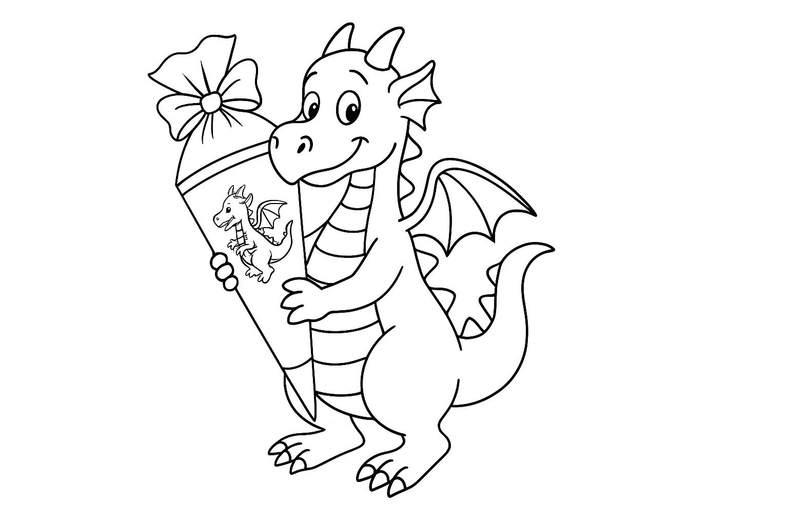 Back-to-School Dragon – Free Coloring Page