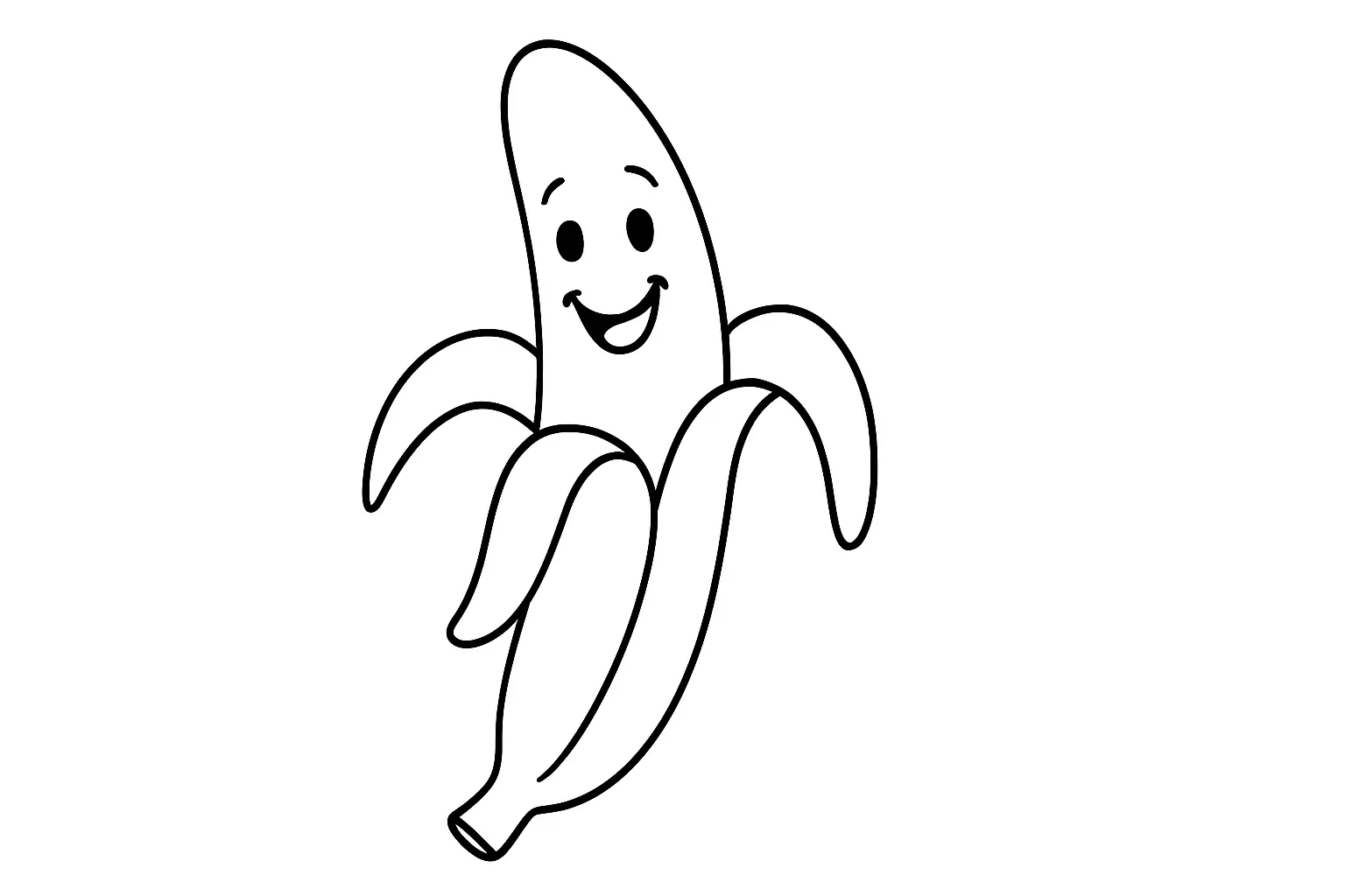 Banana with Smiling Face Coloring Page – Free Template