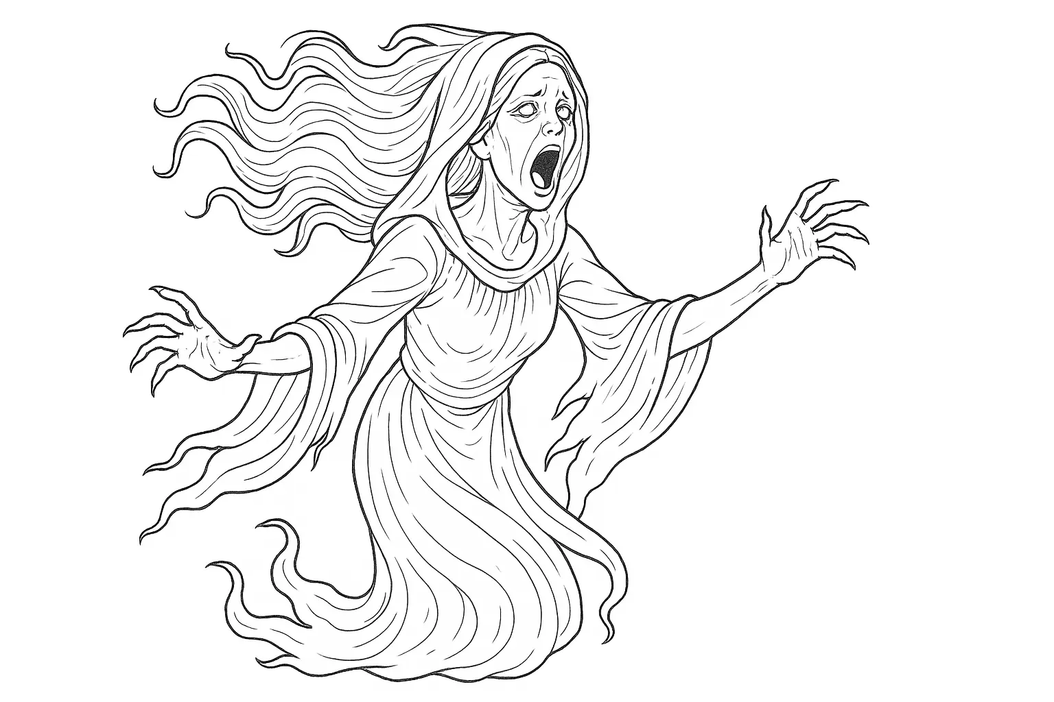 Banshee Coloring Page – Free A4 PDF to Print