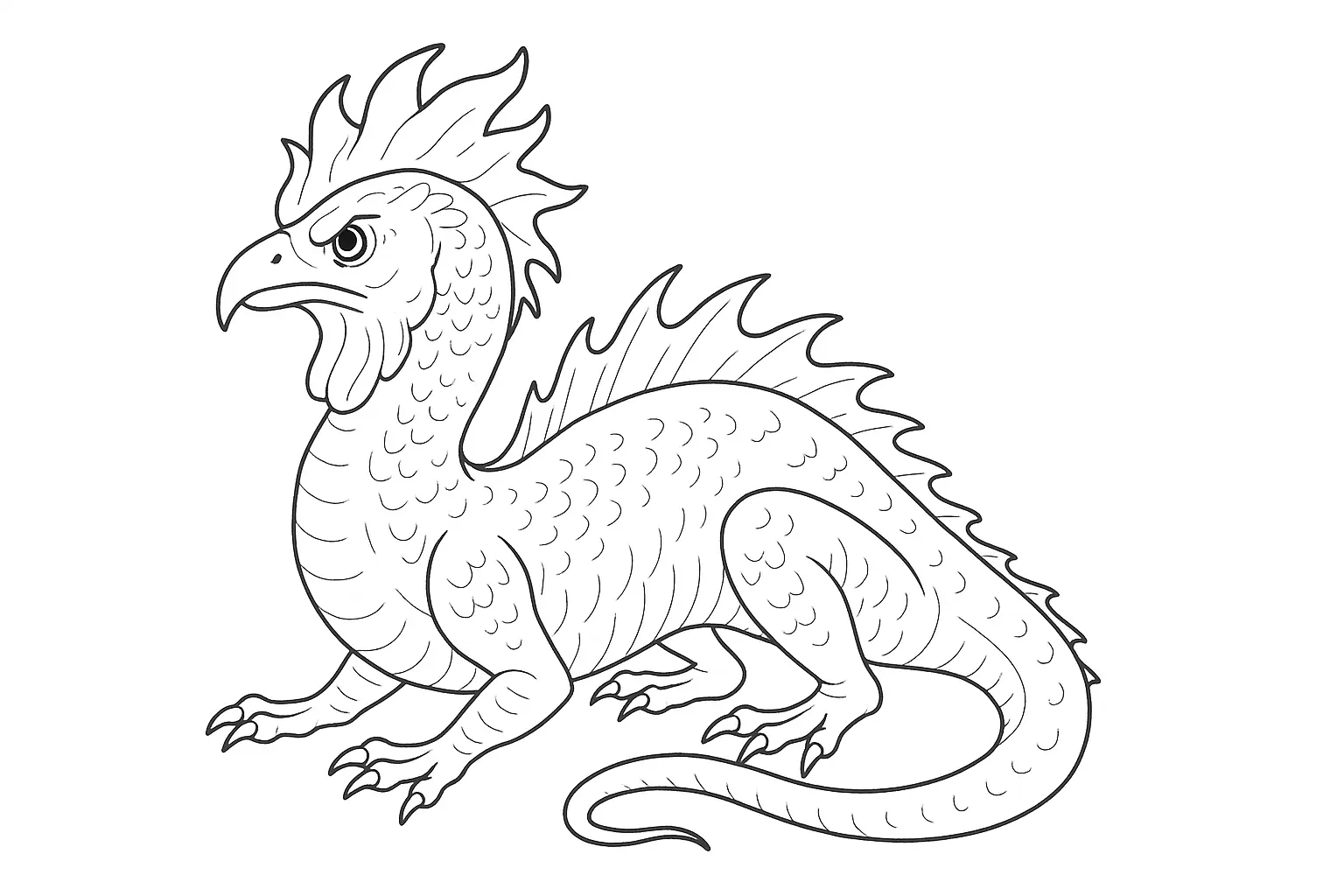 Basilisk Coloring Page: A4 Printable for Kids