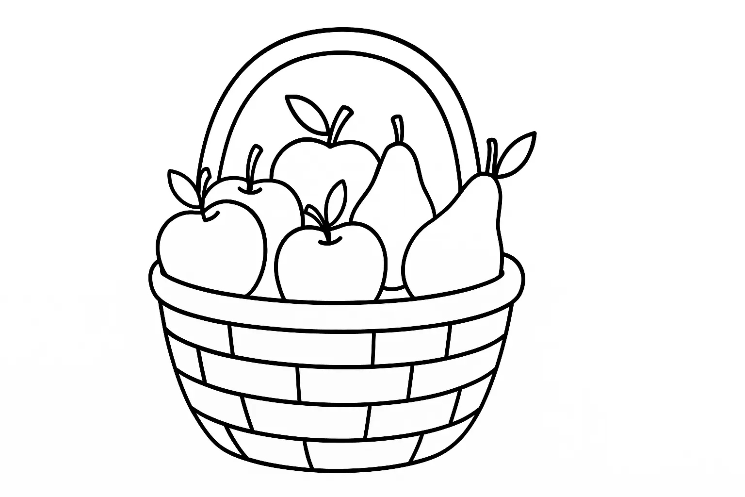 Basket with Apples and Pears Coloring Page – Free Template