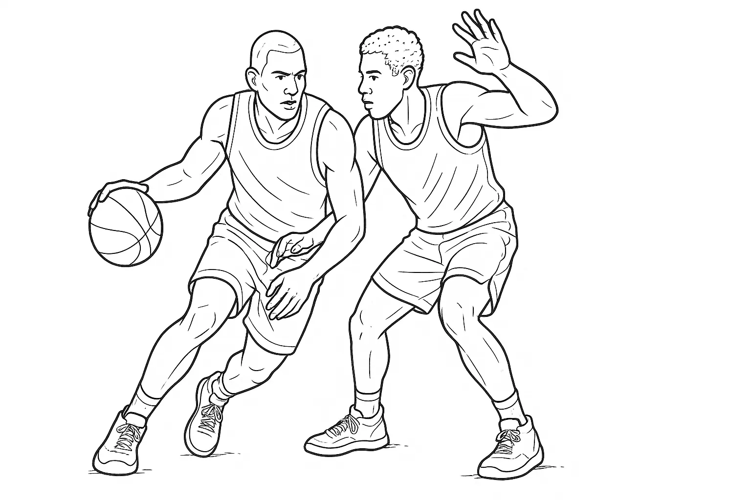 Basketball Players Coloring Page – Free to Print