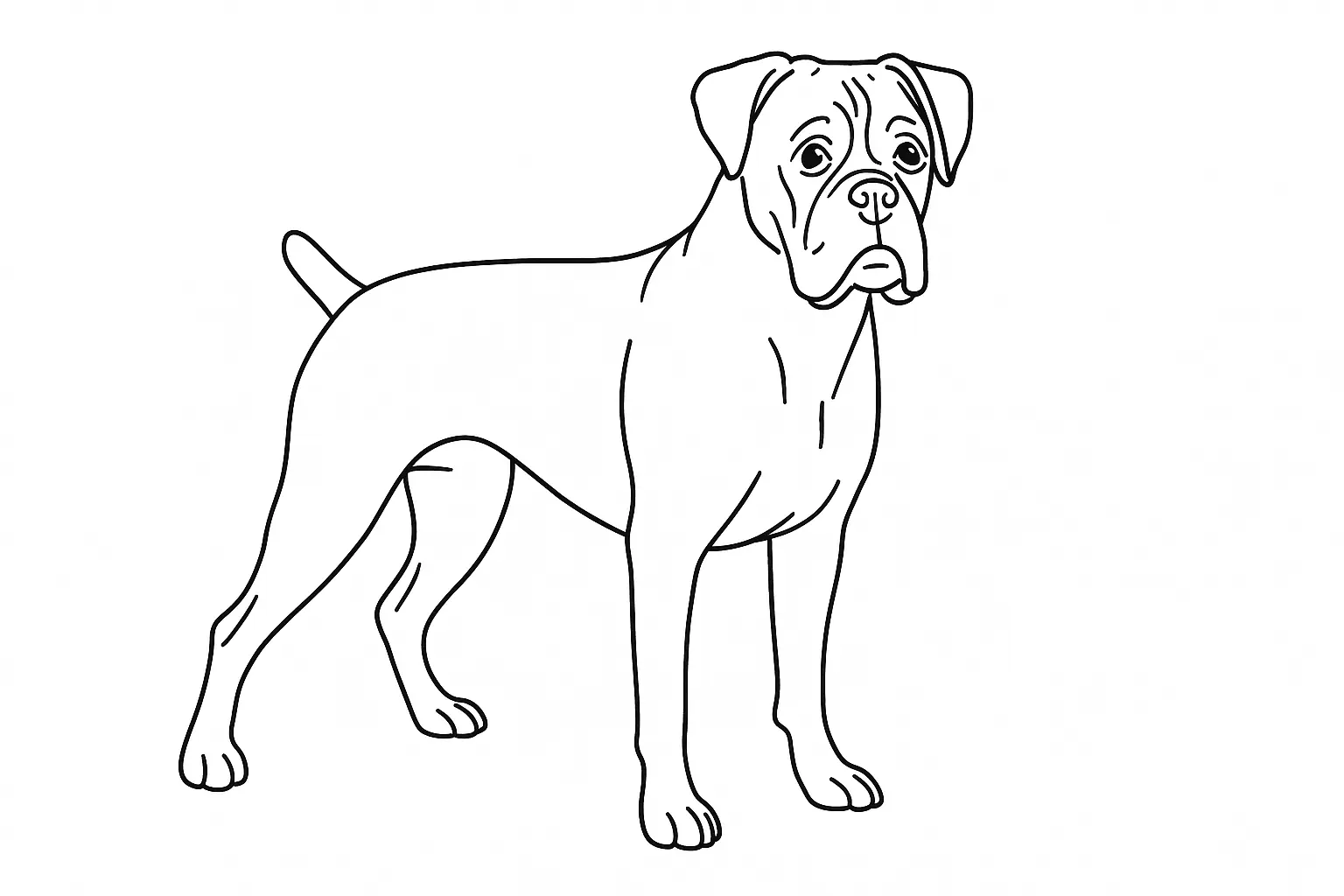 Boxer Dog Coloring Page – Free Template for Kids (PDF)