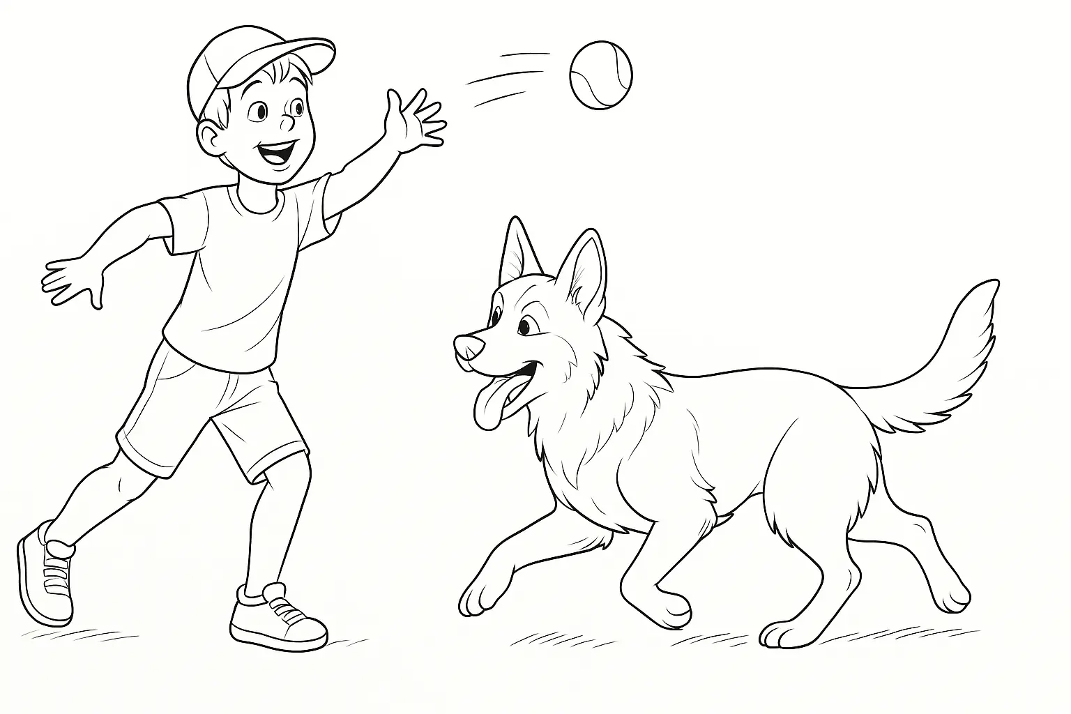 Boy and German Shepherd Playing