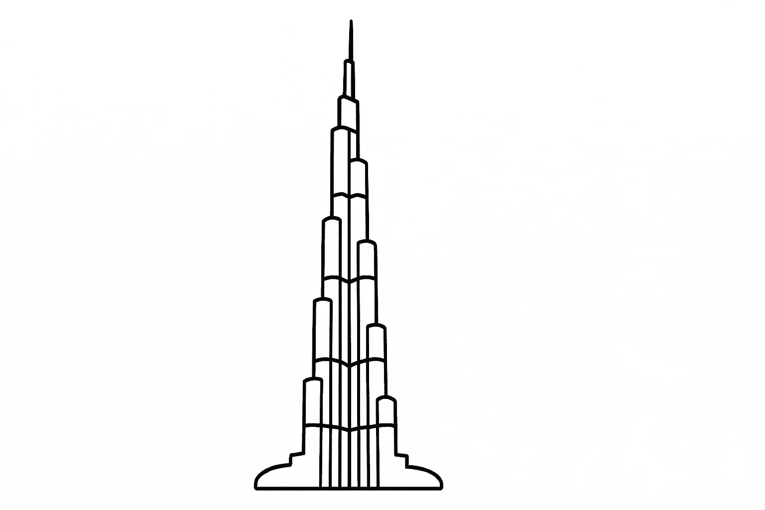 Burj Khalifa Coloring Page – Free Template for Kids