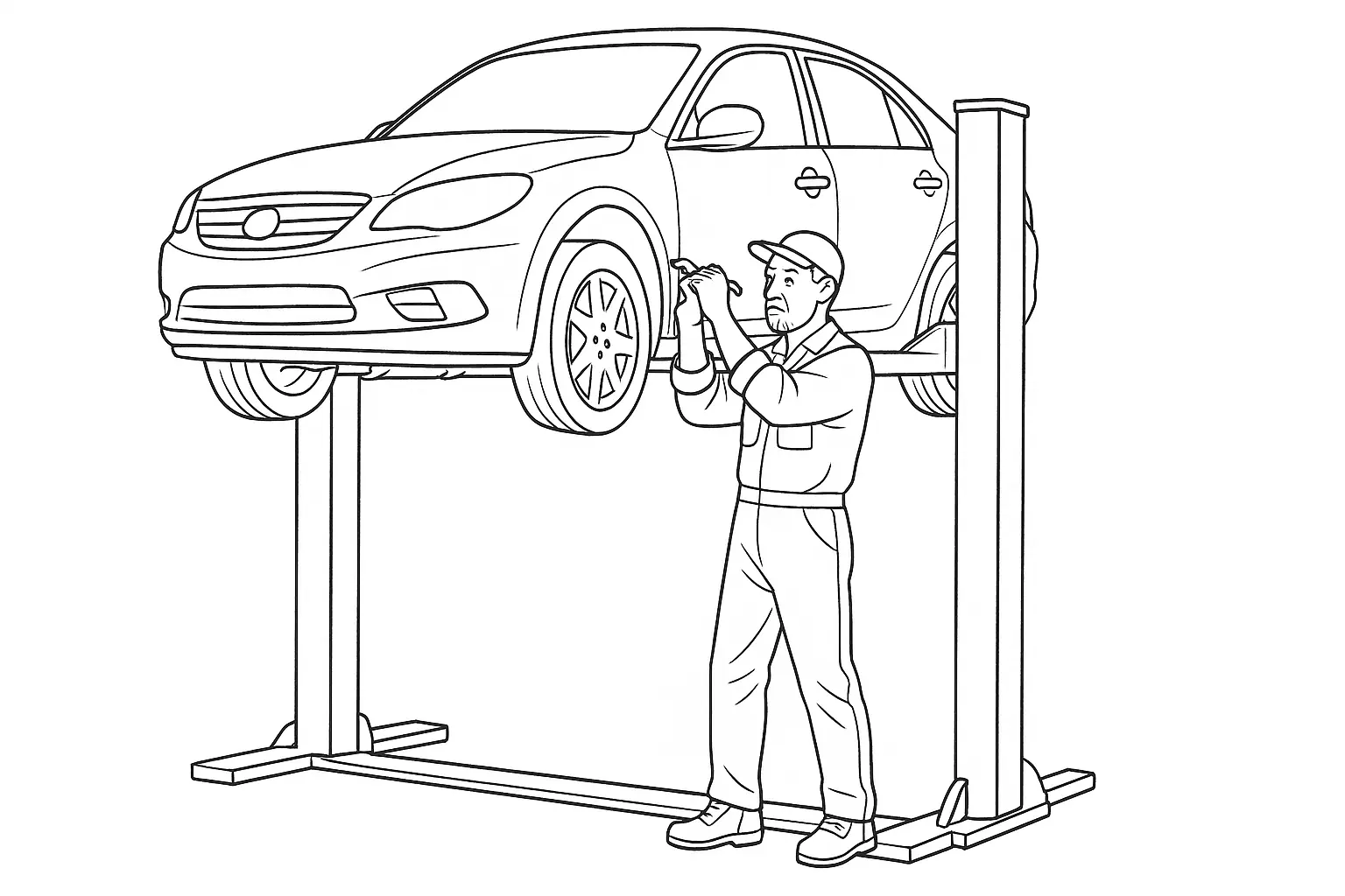 Car Workshop with Lifting Platform for Kids