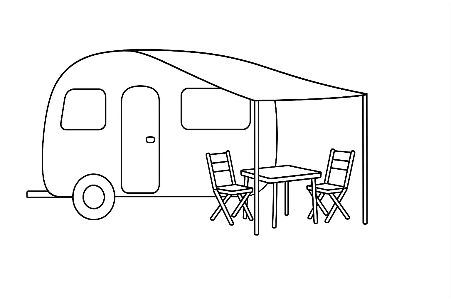Caravan Coloring Page: Campsite Template for Kids