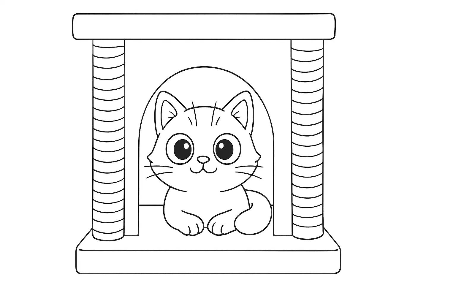 Cat in a Cat Tree – Free Pet Coloring Page