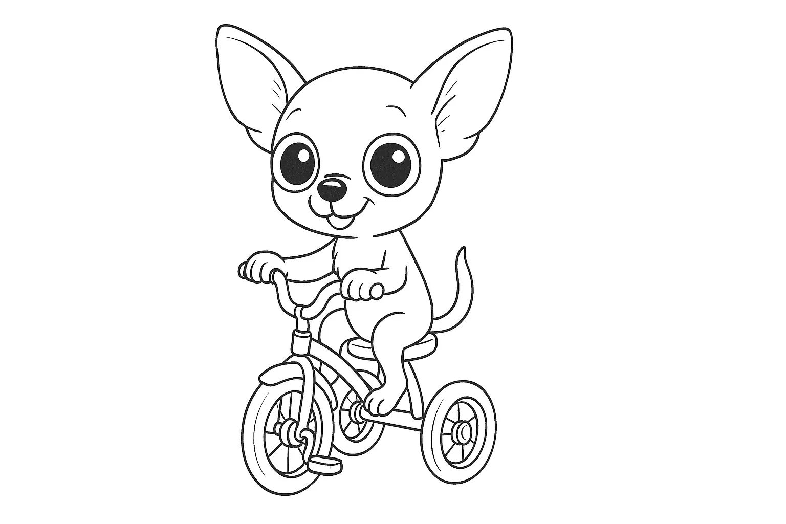 Chihuahua on a Tricycle – Fun Coloring Page