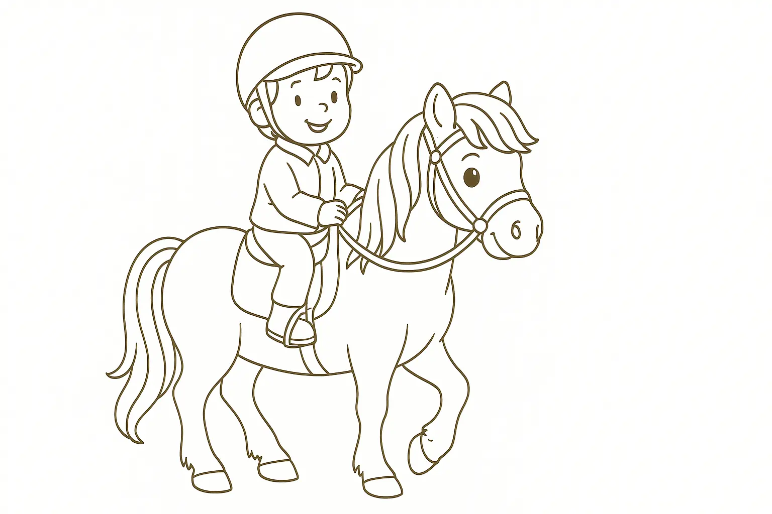 Child Happily Riding a Pony