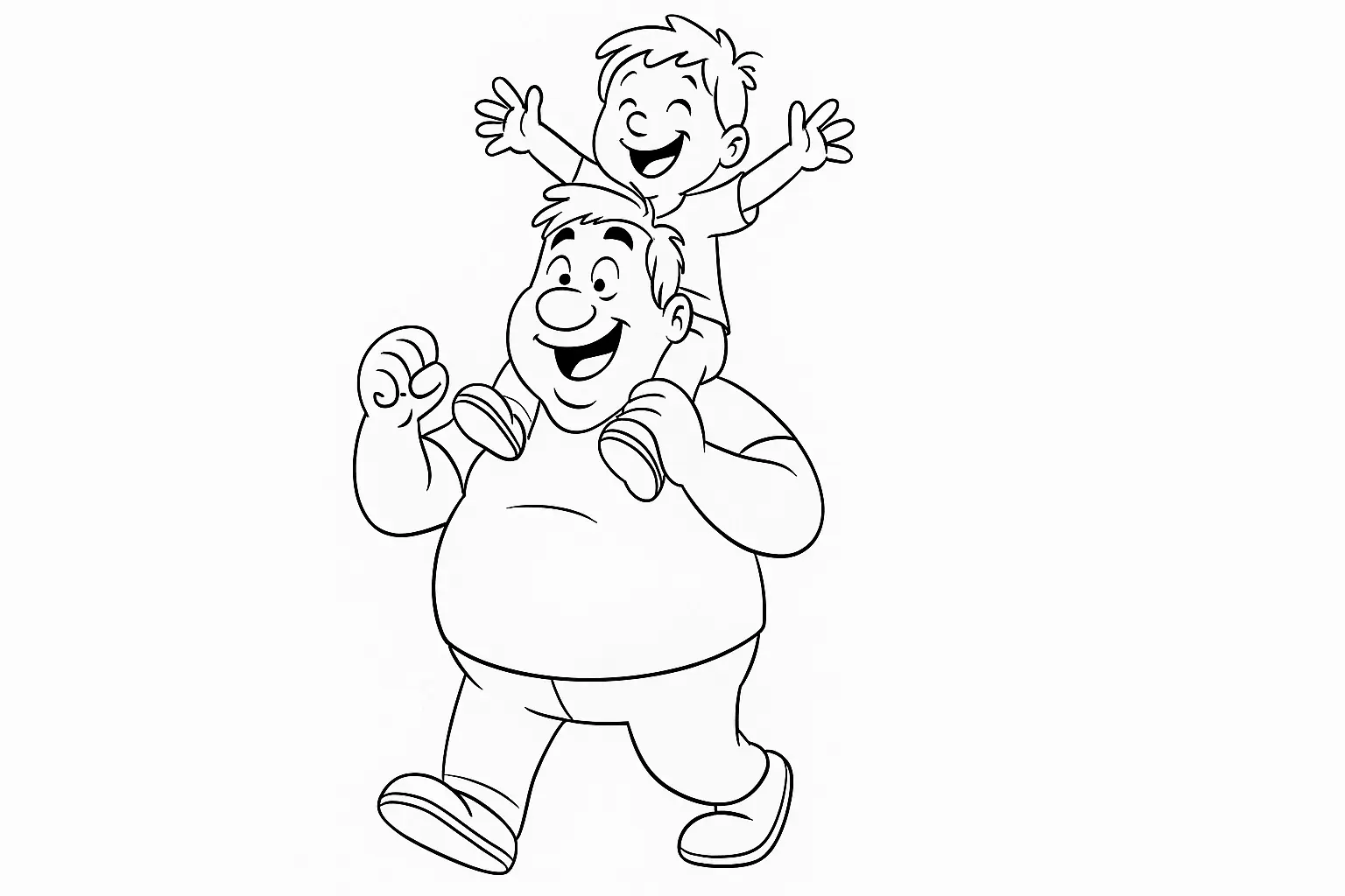 Child on Dad’s Shoulders – Joyful Coloring Page