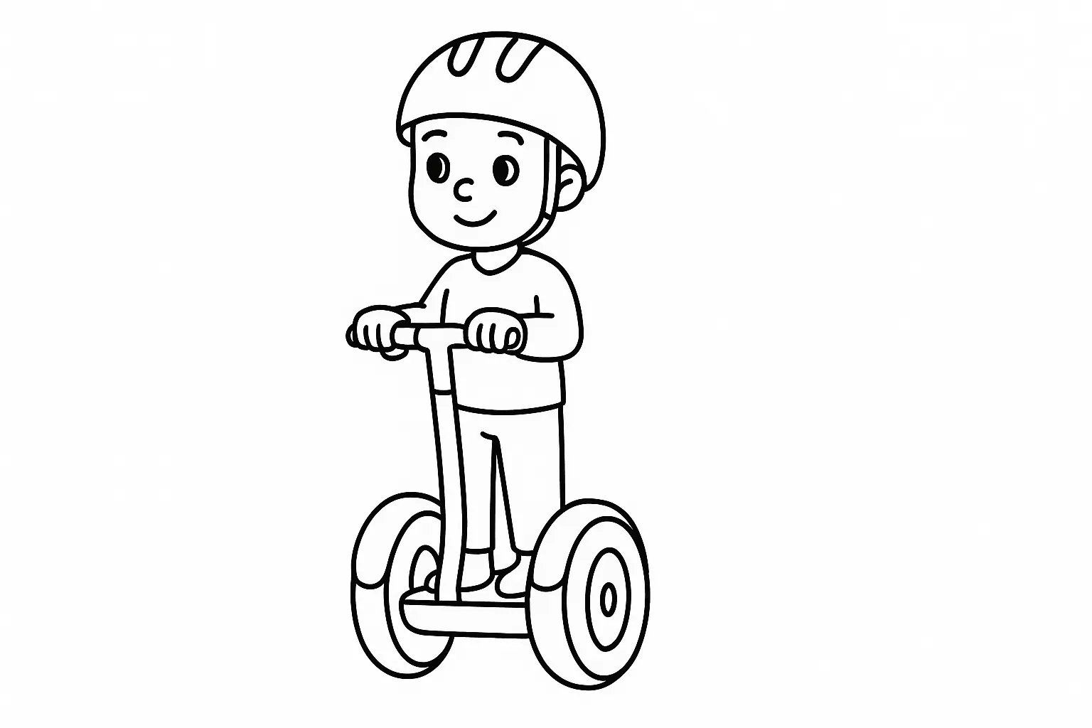 Child with Helmet on Segway – Coloring Page to Print