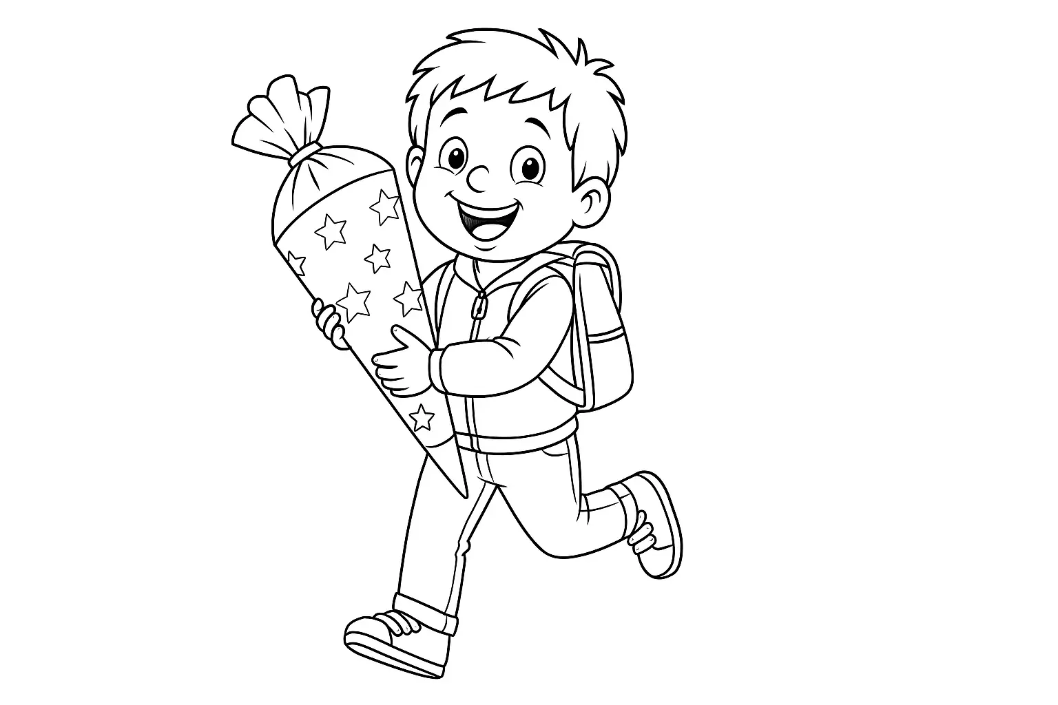 Child with School Cone Coloring