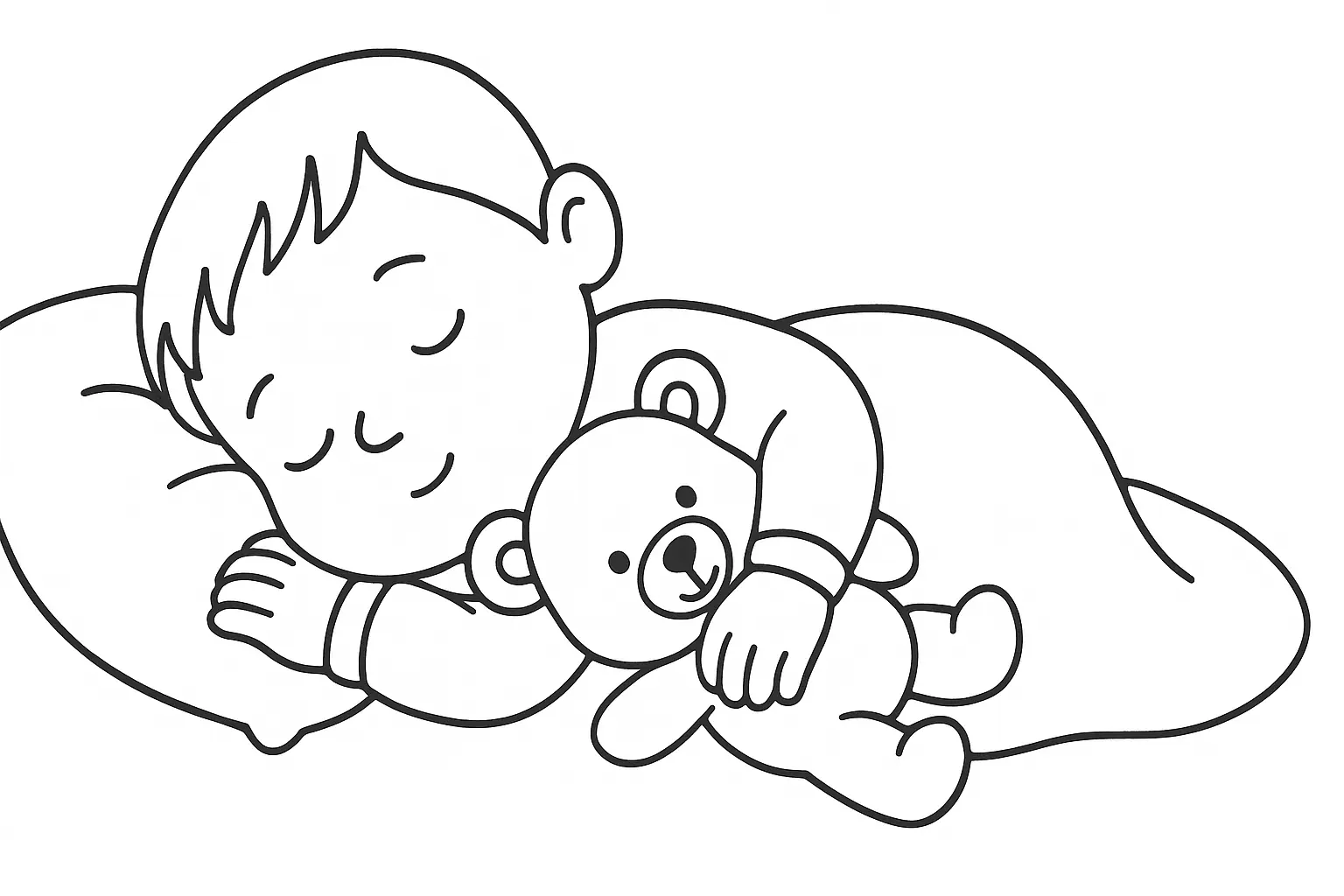 Child With Teddy Bear Coloring Page – Free Printable