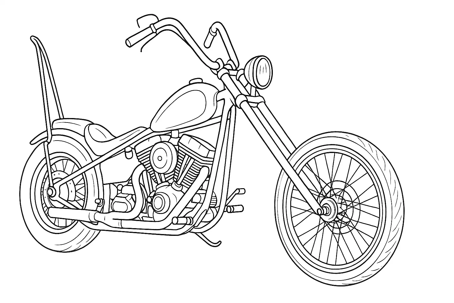 Chopper Motorcycle Coloring Page: Printable Template