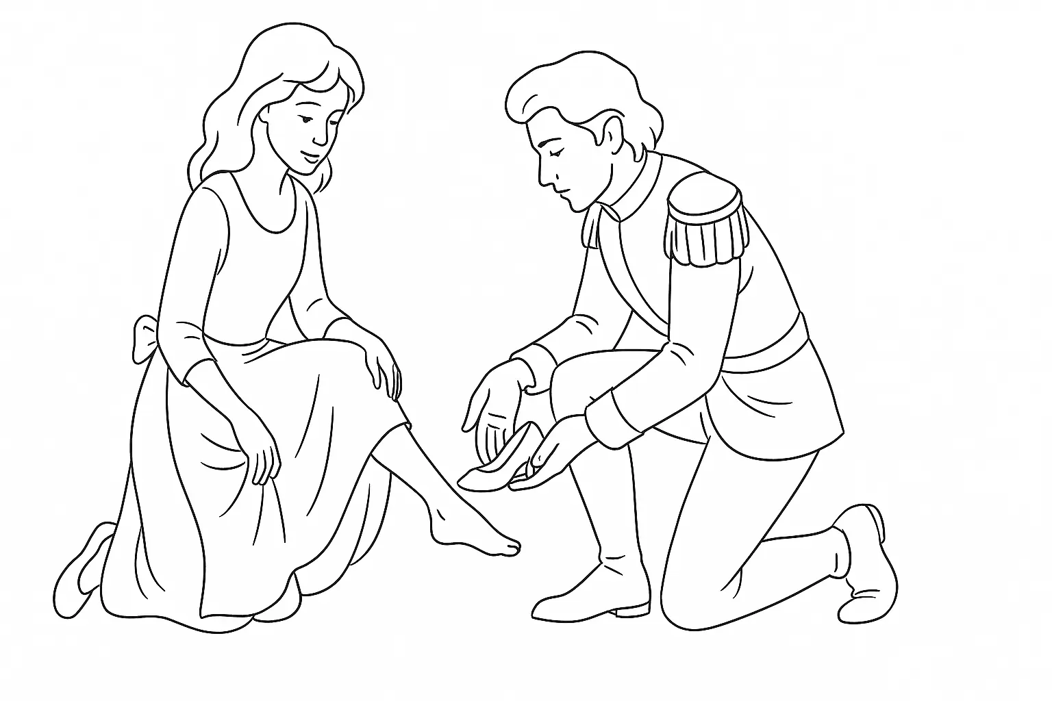 Cinderella Coloring Page – Classic Fairy-Tale Scene