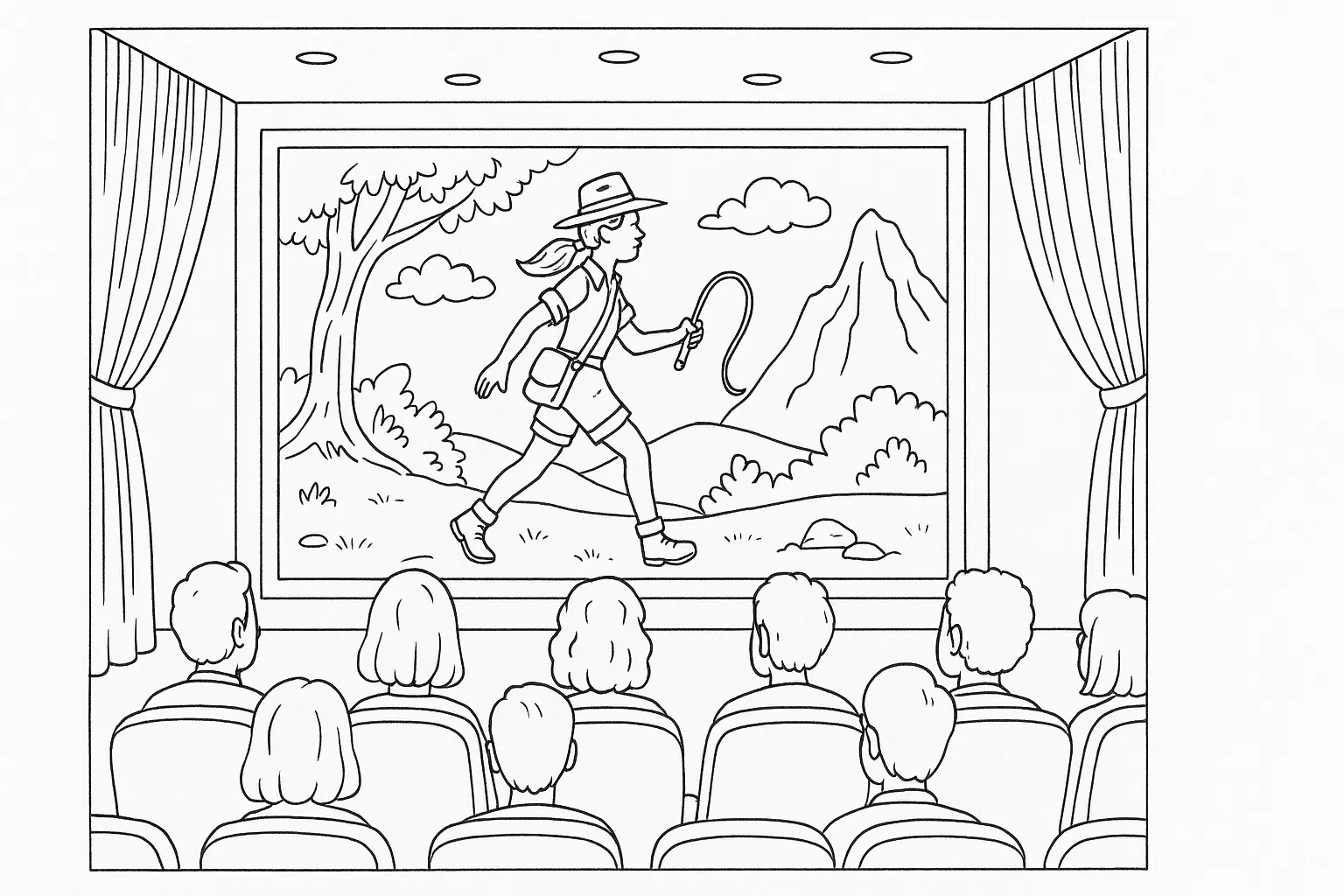 Cinema Coloring Page – Free Printable for Kids