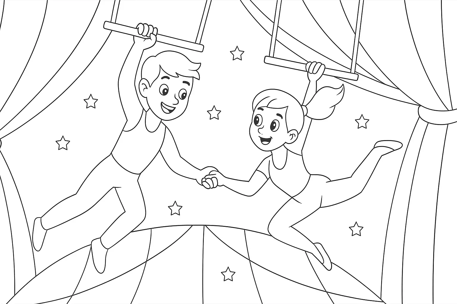 Circus Acrobats on the Trapeze