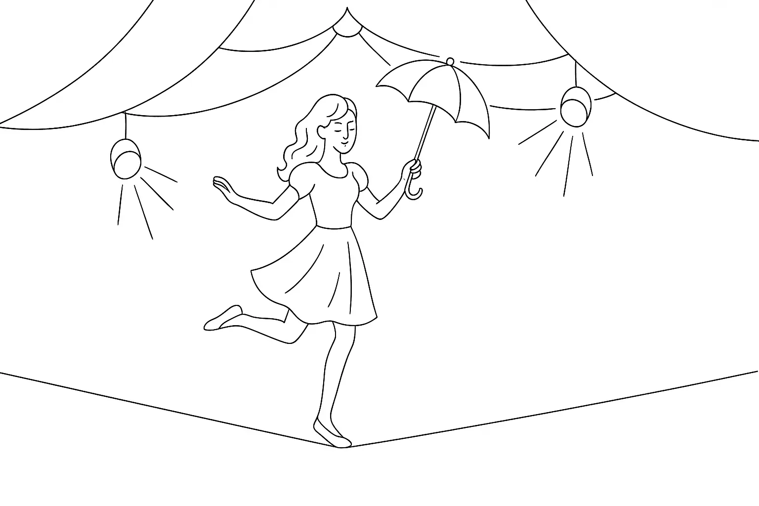 Circus Tightrope Walker with Umbrella