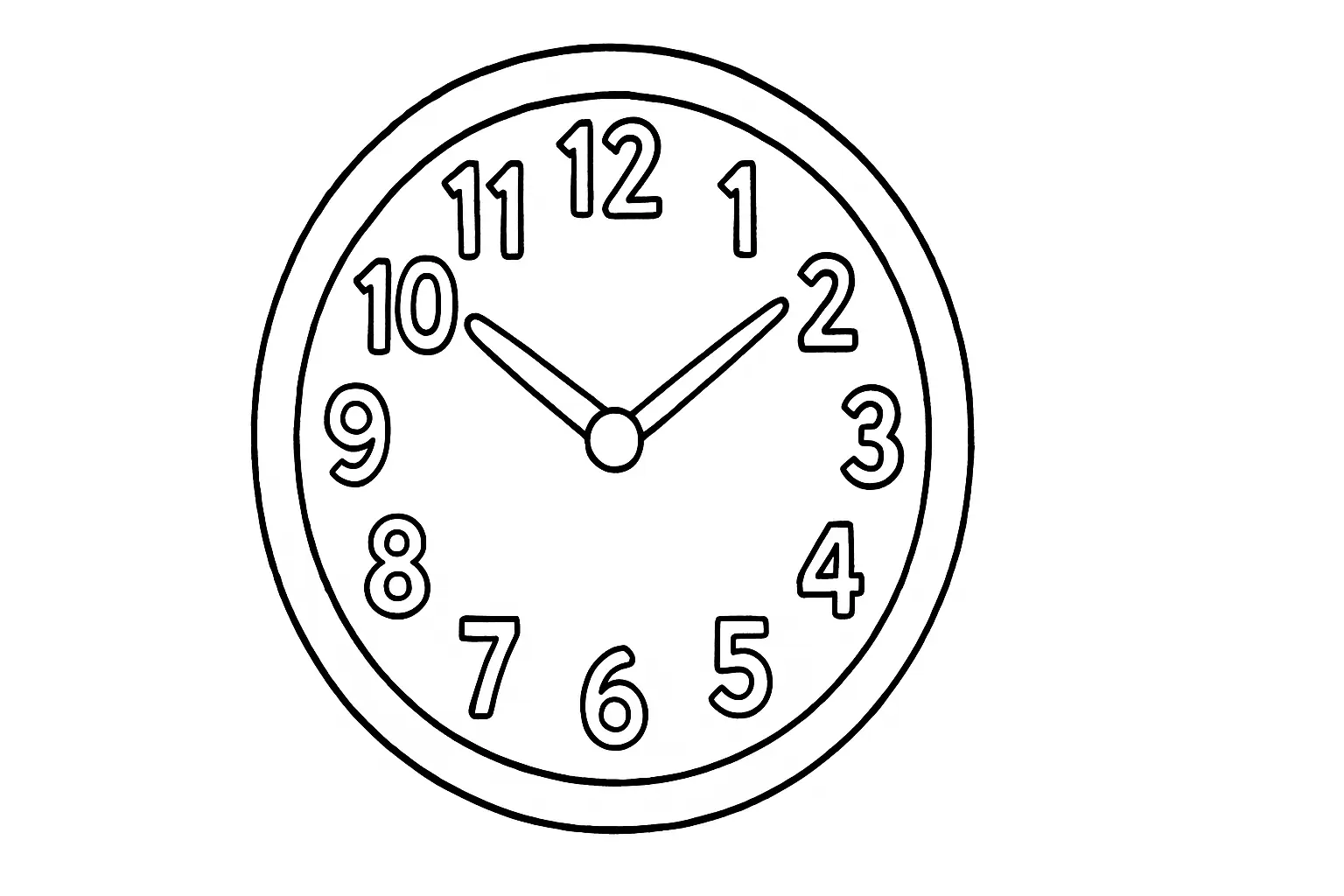 Clock Coloring Page: Simple Template with Numbers